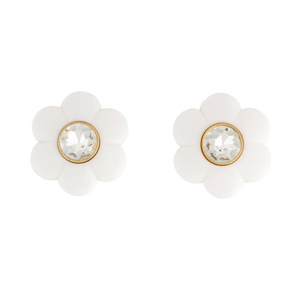 Lele Sadoughi Crystal Flower Clip On Earrings Daphne White Floral Statement Brid